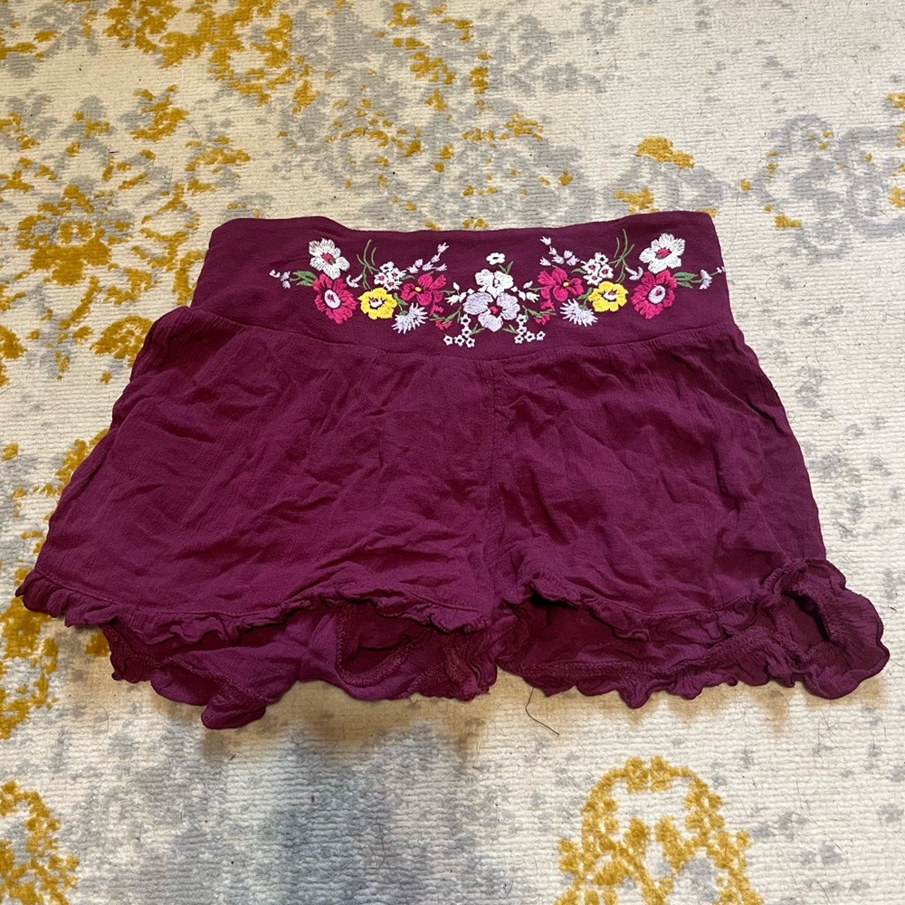 mossimo supply co lightweight ruffle floral embroidered shorts